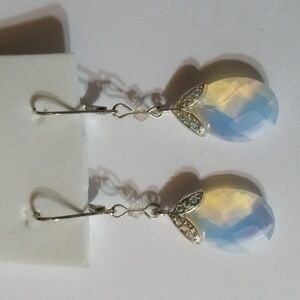 Avon Silver Earrings W/ Diamond Accents